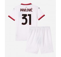 AC Milan Strahinja Pavlovic #31 Koszulka Wyjazdowa dzieci 2024-25 Krótki Rękaw (+ krótkie spodenki)